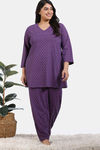 Zivame True Curv Petal Dreams Knit Cotton Pyjama Set - Medivel Blue — thumbnail 2
